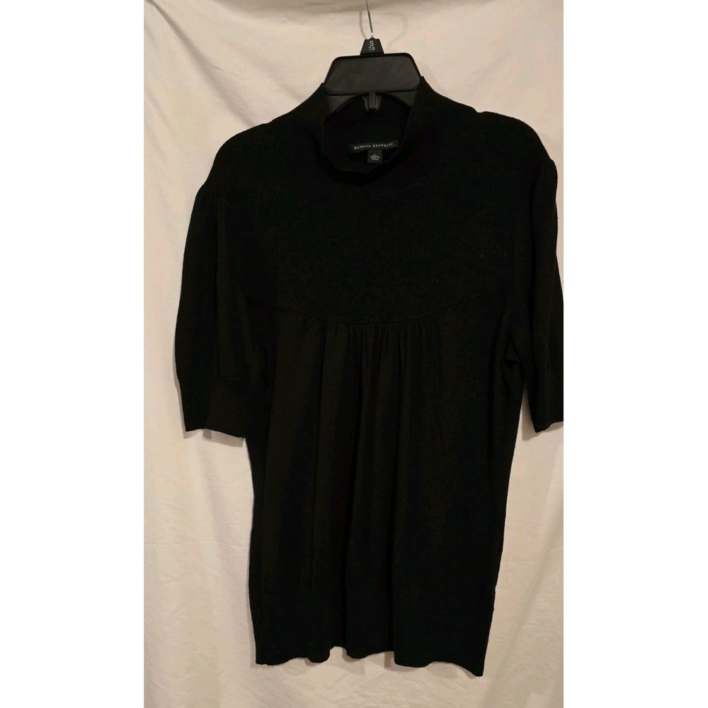 Banana Republic Women's Black Short Sleeve Mock Neck Sweater‎ Size Large